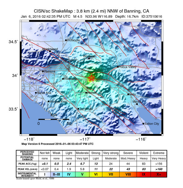 m4.5 Newa Banning, CA 1/6/2016
